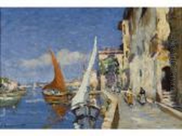 Martigues Oil Painting by Joseph Francois X. Meissonnier