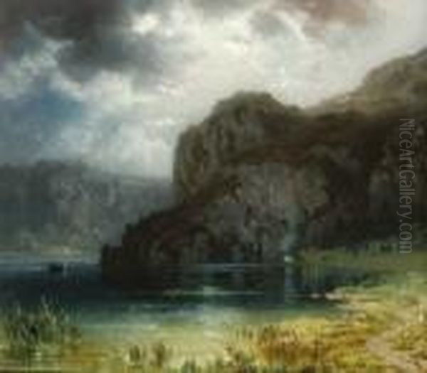 Gebirgssee. Oil Painting by Ludwig Meixner