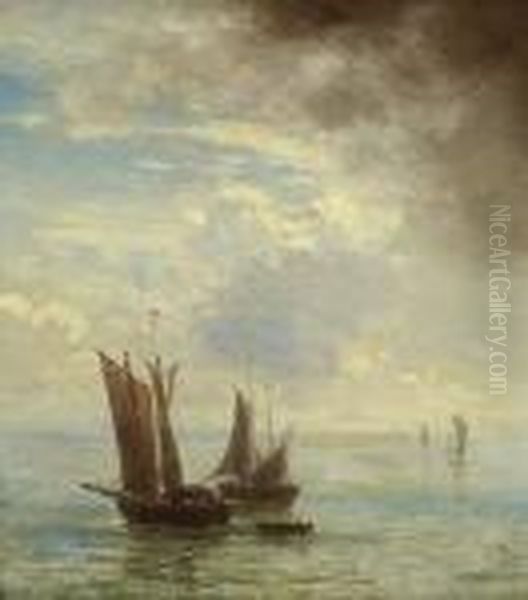 Fischerboote. Oil Painting by Ludwig Meixner