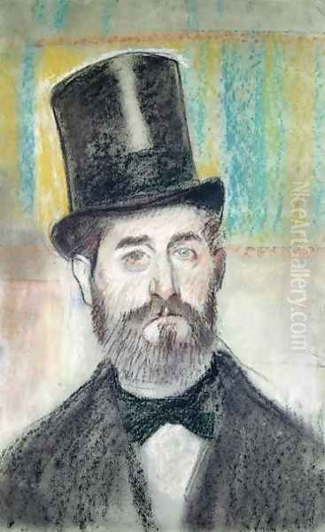 Man in an Opera Hat Oil Painting by Edgar Degas