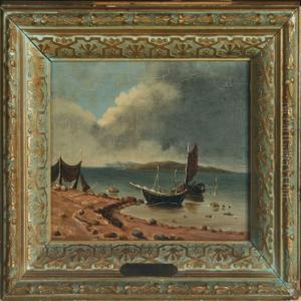 Coastal Scenery With Smal Boats Oil Painting by Anton Melbye