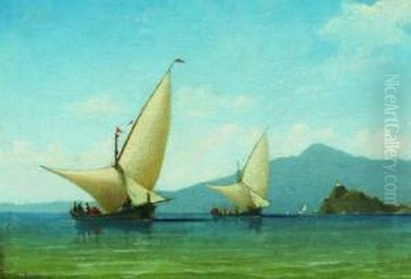 Segelboote Im Bosporus Oil Painting by Anton Melbye