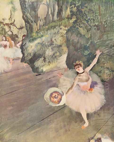 Dancer with bouquet Oil Painting by Edgar Degas