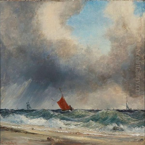 Coastal Scene With Sailing Ships On The Sea Oil Painting by Vilhelm Melbye