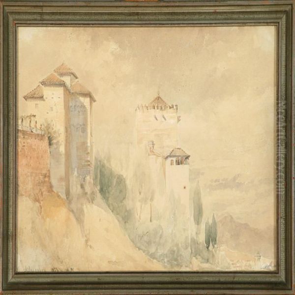 View From Alhambra Inspain Oil Painting by Vilhelm Melbye