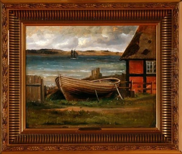 Coastal Scenery From Aalsgaarde Village, Denmark Oil Painting by Vilhelm Melbye