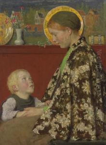 Young Mother Oil Painting by Gari Julius Melchers