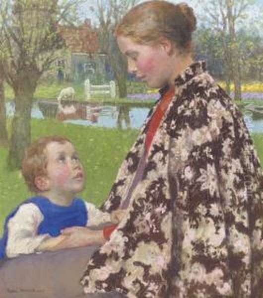 Mother And Child Oil Painting by Gari Julius Melchers