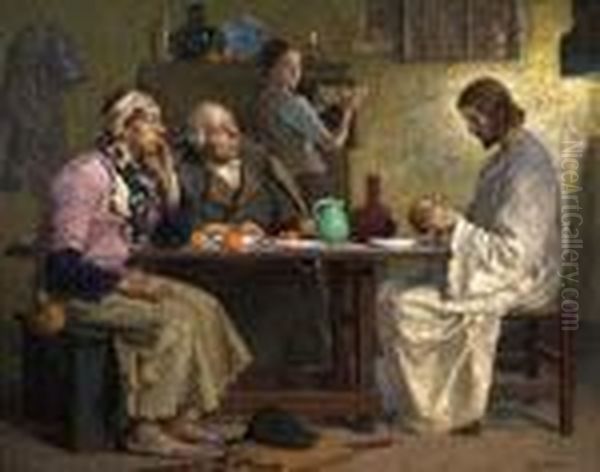 ''the Supper At Emmaus'' Oil Painting by Gari Julius Melchers