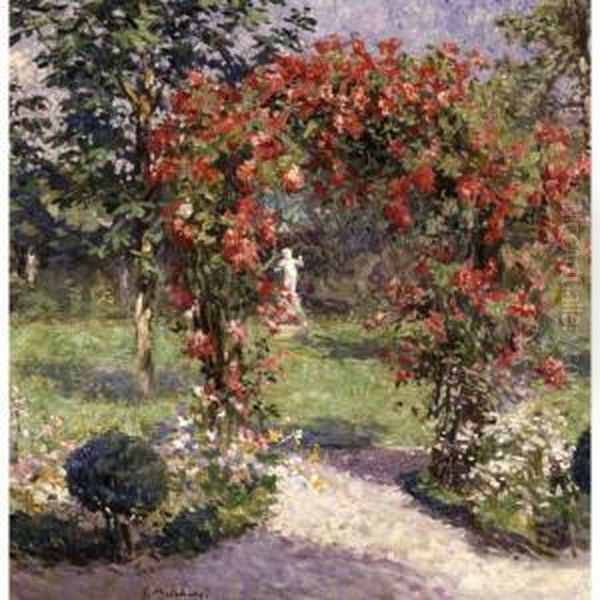 The Crimson Rambler Oil Painting by Gari Julius Melchers