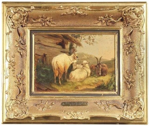 Resting Flock Of Sheep At A Woodshep Oil Painting by Wilhelm Melchior