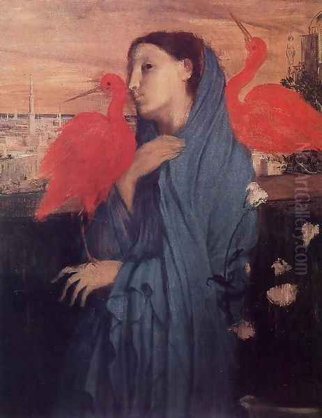 Young Woman and Ibis Oil Painting by Edgar Degas