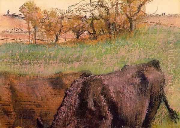 Landscape: Cows in the Foreground Oil Painting by Edgar Degas