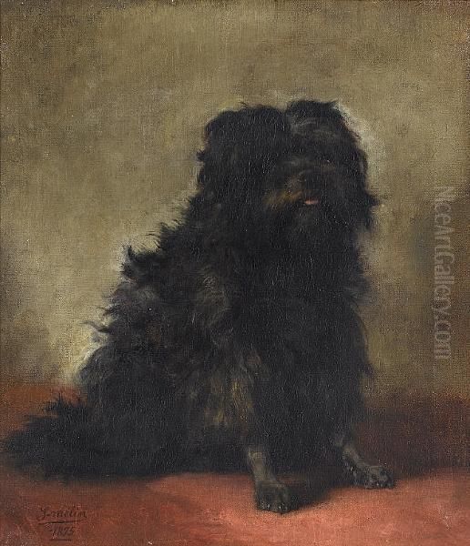 Portrait Of A Terrier Oil Painting by Joseph Urbain Melin