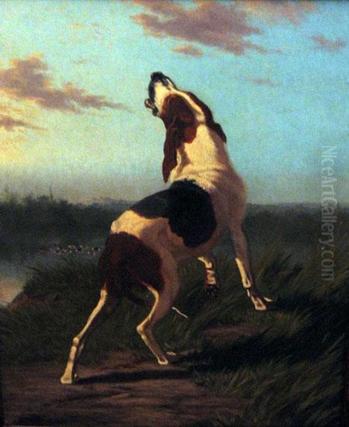 The Wounded Hound Oil Painting by Joseph Urbain Melin