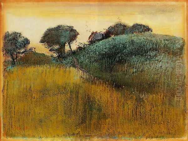 Wheatfield and Green Hill Oil Painting by Edgar Degas