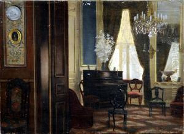 Interieur Au Piano Oil Painting by Xavier Mellery