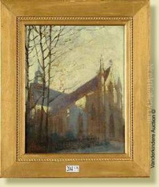 L'eglise Notre-dame Du Sablon Oil Painting by Xavier Mellery