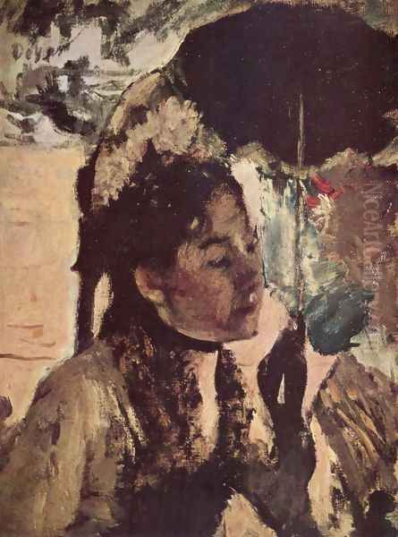 In the Tuileries woman with a parasol Oil Painting by Edgar Degas