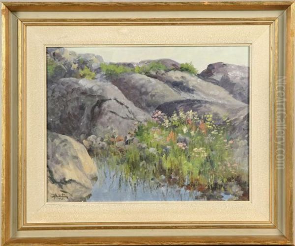 Blommor Bland Klippor Oil Painting by Rolf Mellstrom