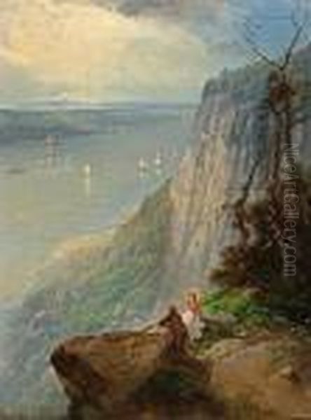 View Of The Hudson River From Guttenberg,nj Oil Painting by Andrew Melrose