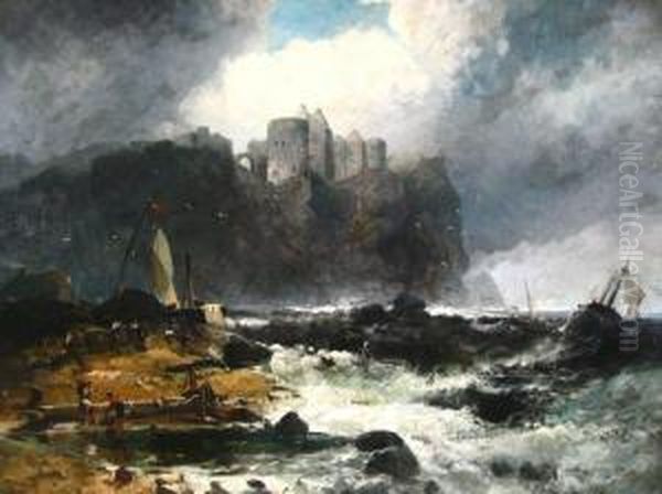 Shipwreck Off Dunlucecastle Oil Painting by Andrew Melrose