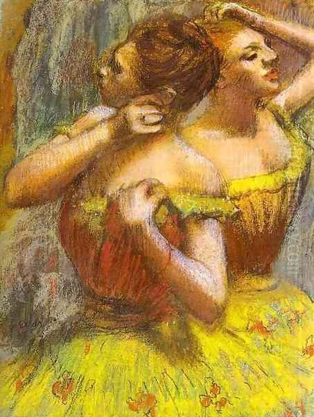 Two Dancers.(Deux danseuse) Oil Painting by Edgar Degas