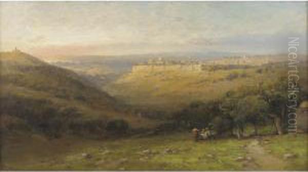 Landscape With View Of Jerusalem Oil Painting by Andrew Melrose