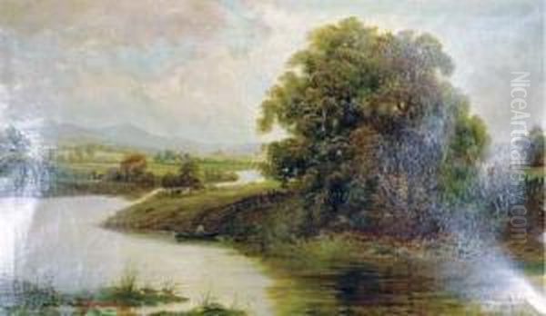 A Winding River Landscape Oil Painting by Andrew Melrose