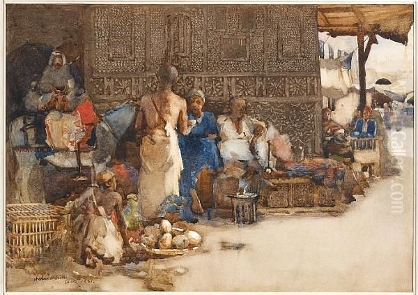 Cairo Coffee Stall Oil Painting by Arthur Melville