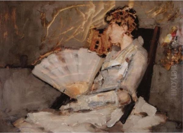 A Lady With A Fan Oil Painting by Arthur Melville