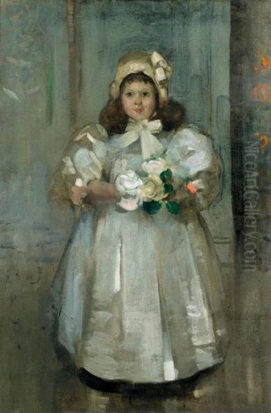 Flower Girl Miss Doris Spence Oil Painting by Arthur Melville