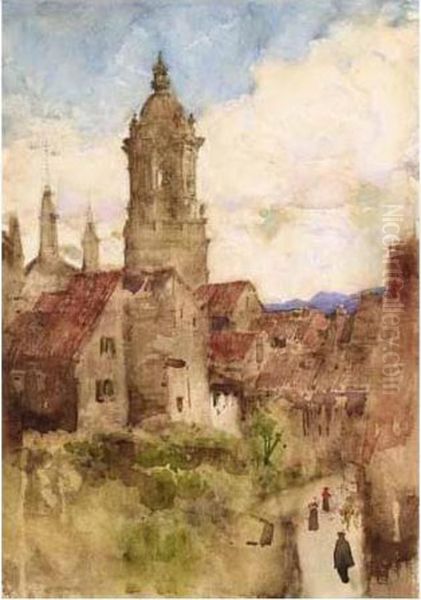 A Spanish Village Oil Painting by Arthur Melville