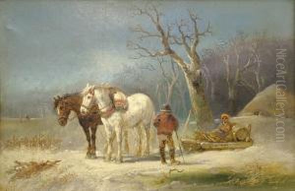 Snow Scene Oil Painting by Harden Sidney Melville