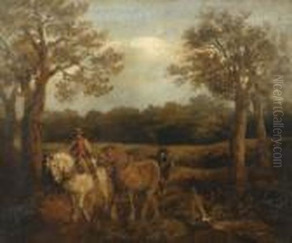 A Landscape With A Team Of Heavyhorses Oil Painting by Harden Sidney Melville