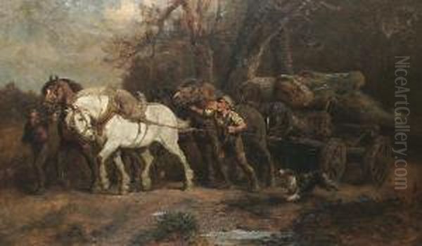 Carting Timber 'stiff Work' Oil Painting by Harden Sidney Melville