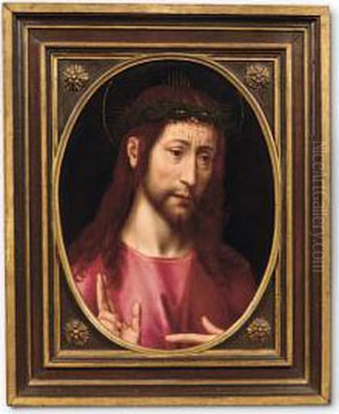 Cristo Benedicente (recto) Oil Painting by Hans Memling