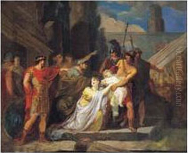 Astyanax Arrache Des Bras D'andromaque Par Ordre D'ulysse (1783) Oil Painting by Francois-Guillaume Menageot