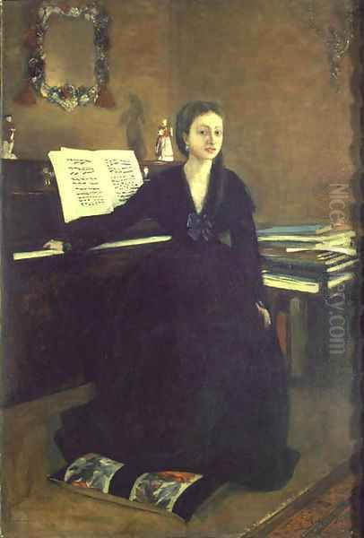 Madame Camus at the Piano Oil Painting by Edgar Degas