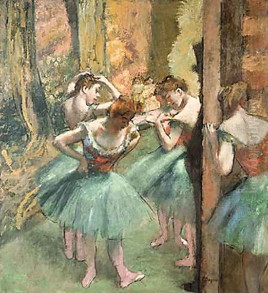 Dancers Pink and Green ca. 1890 Oil Painting by Edgar Degas