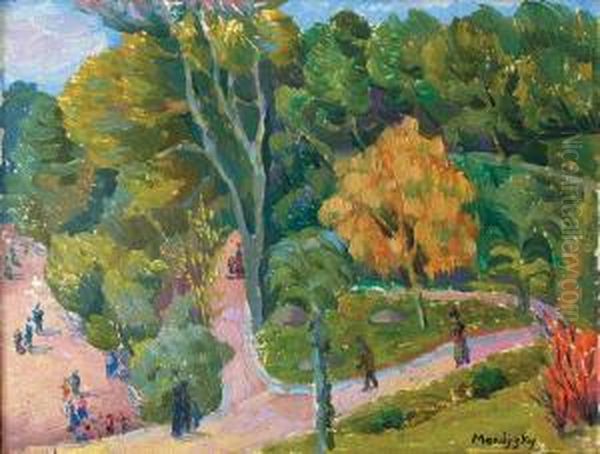 Promeneurs Dans Un Parc Oil Painting by Maurice Mendjisky