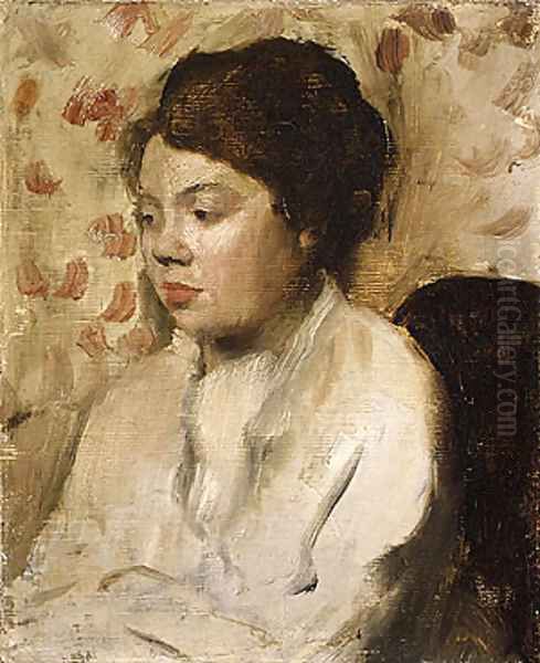 Portrait of a Young Woman ca. 1885 Oil Painting by Edgar Degas