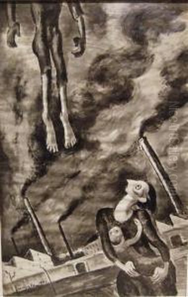 Hommage Aux Combattants Martyrs 
Du Ghetto De Varsovie Dessin D'une Suite De 23 Dessins Originaux Oil Painting by Maurice Mendjisky