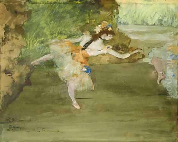 Dancer Onstage ca. 1877 Oil Painting by Edgar Degas