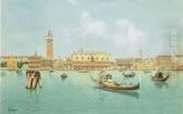 Venezia, Il Bacino Di San Marco Oil Painting by Carlo Menegazzi