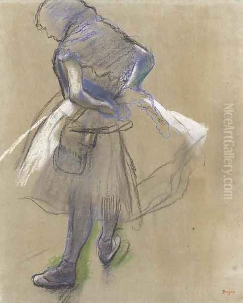 Danseuse nouant un noed au dos Oil Painting by Edgar Degas