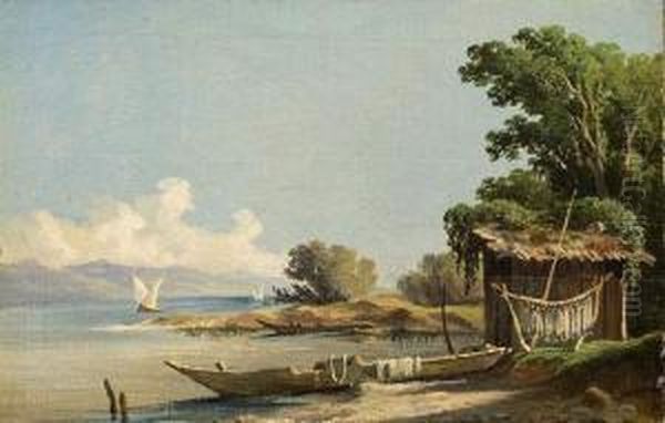 Les Berges Du Lac Leman. Oil Painting by Louis Mennet