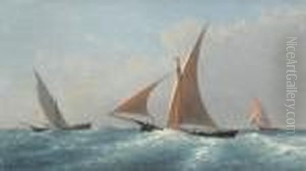 Segler Auf Offener See. Oil Painting by Louis Mennet