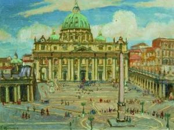 Piazza San Pietro Oil Painting by Francesco Mennyey