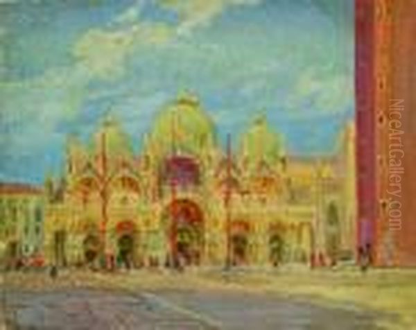 Piazza San Marco Oil Painting by Francesco Mennyey